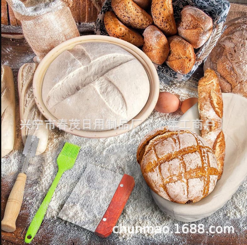 Danish Dough Mixing Bread Liner Oval Round Sourdough Kit Bread Proofing Basket Set Silicone Baking Mat