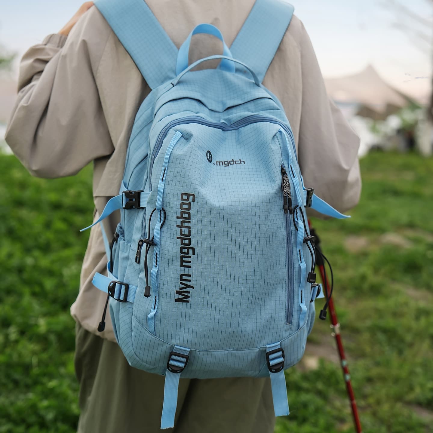Backpack for Men, Utility Style Large Capacity Versatile Sport Hiking Backpack for Women, Lightweight Cycling Travel Nylon Backpack
