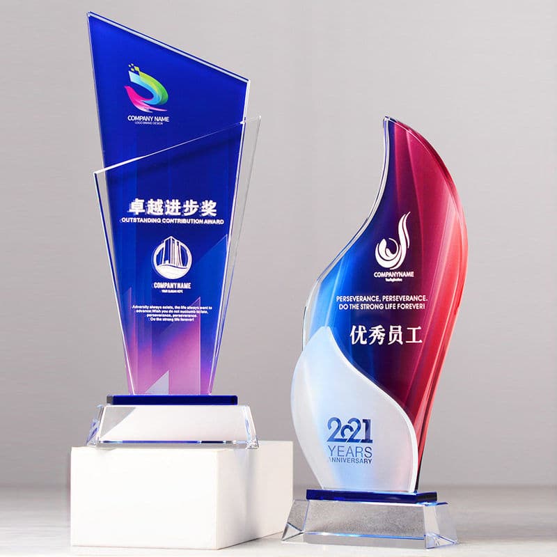 Creative crystal trophy file color printed medal authorization plate insurance company annual meeting event outstanding employee commemorative ornaments
