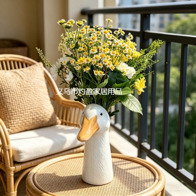 New Cross-border Cute Goose Vase Flower Pot Goose-shaped Animal Plant Pot Decoration