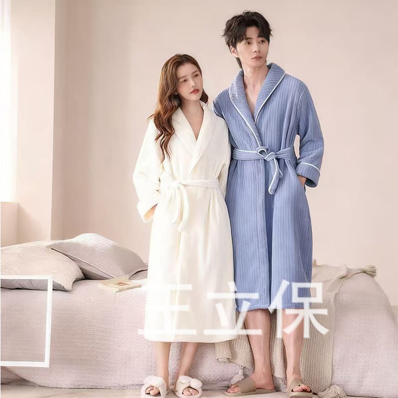 New Autumn/Winter Light Luxury Coral Fleece Robe Women Long Sleeve Long Plus Size Loose Bathrobe Men Homewear Couple