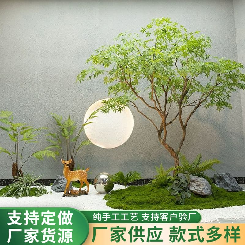 Artificial Green Maple Tree Decorative Fake Tree for Indoor Window Display Japanese Style Landscape Bionic Plant High Simulation
