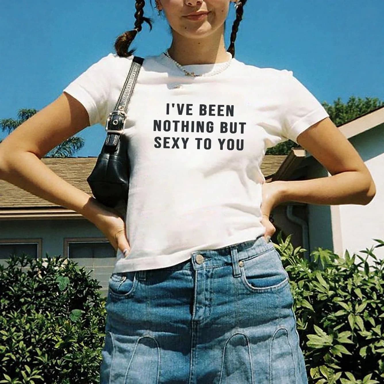 Y2K Top European and American Sexy Crop Top T-Shirt Personality Street Short Sleeve Round Neck Letter Pattern Print Short Style