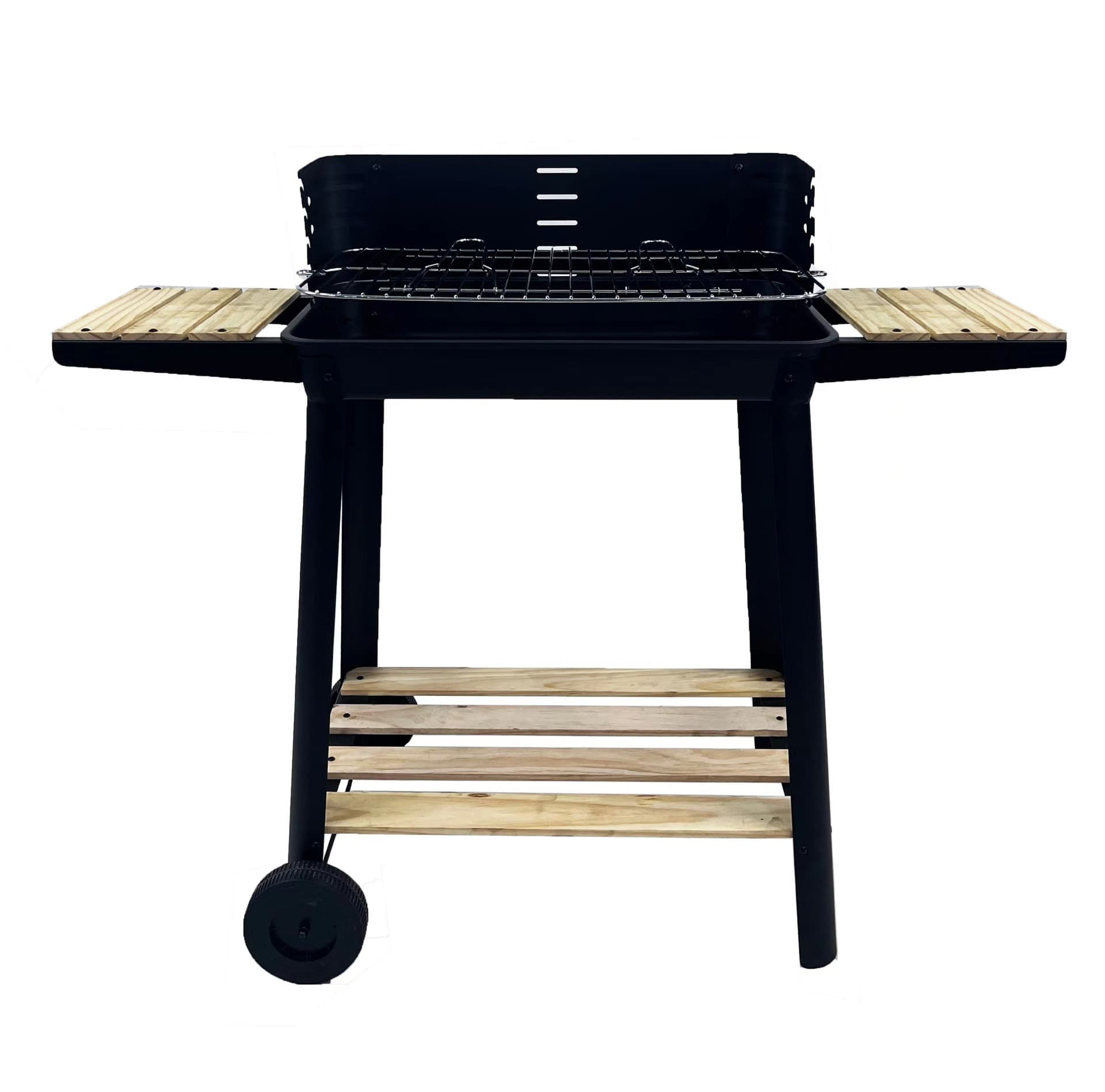 Factory Charcoal Grill Large Heavy-Duty Camping Skewer BBQ with Wheeled Cart and Forest Stove