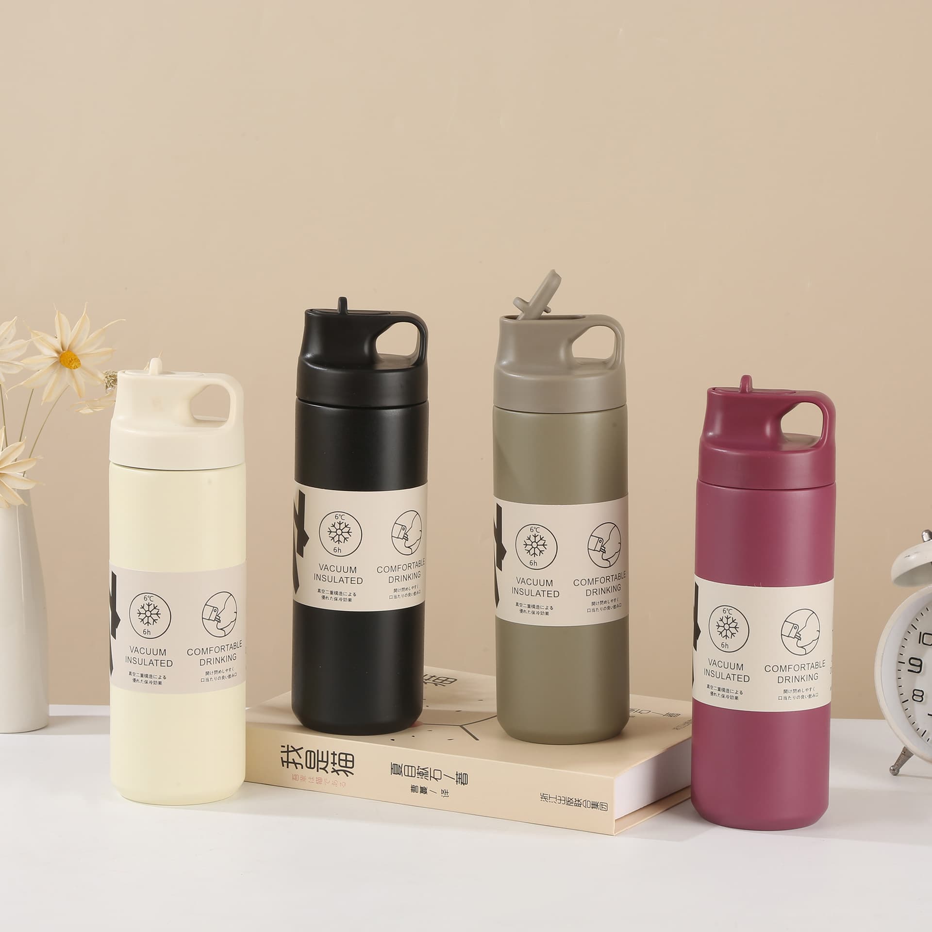 Cross-Border Suction-Type 304 Stainless Steel Insulated Cup Japanese Simple Sports Water Bottle Portable Sports Water Bottle