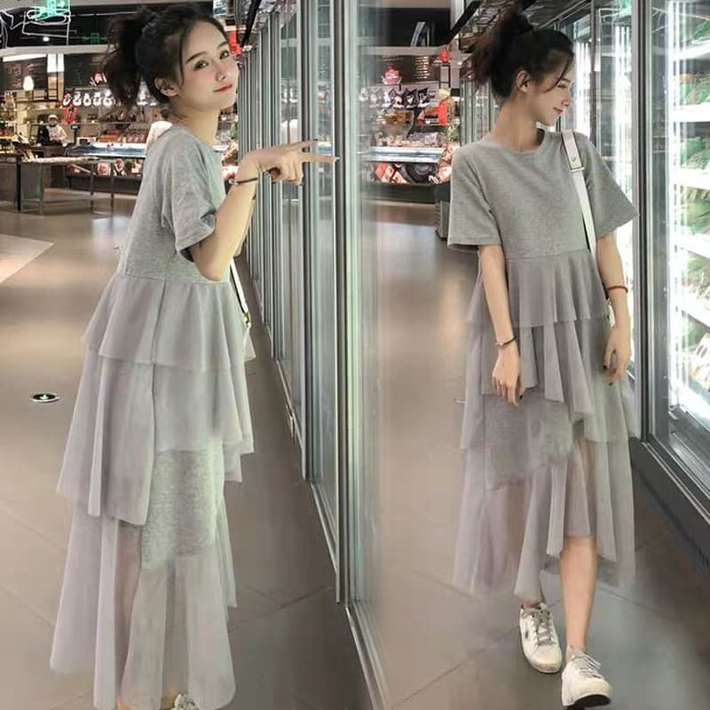 Summer Fashionable Maternity Dress Spring Autumn Style Personality Spicy Mom Milk Silk Polyester Fiber Midi Skirt Comfortable Casual