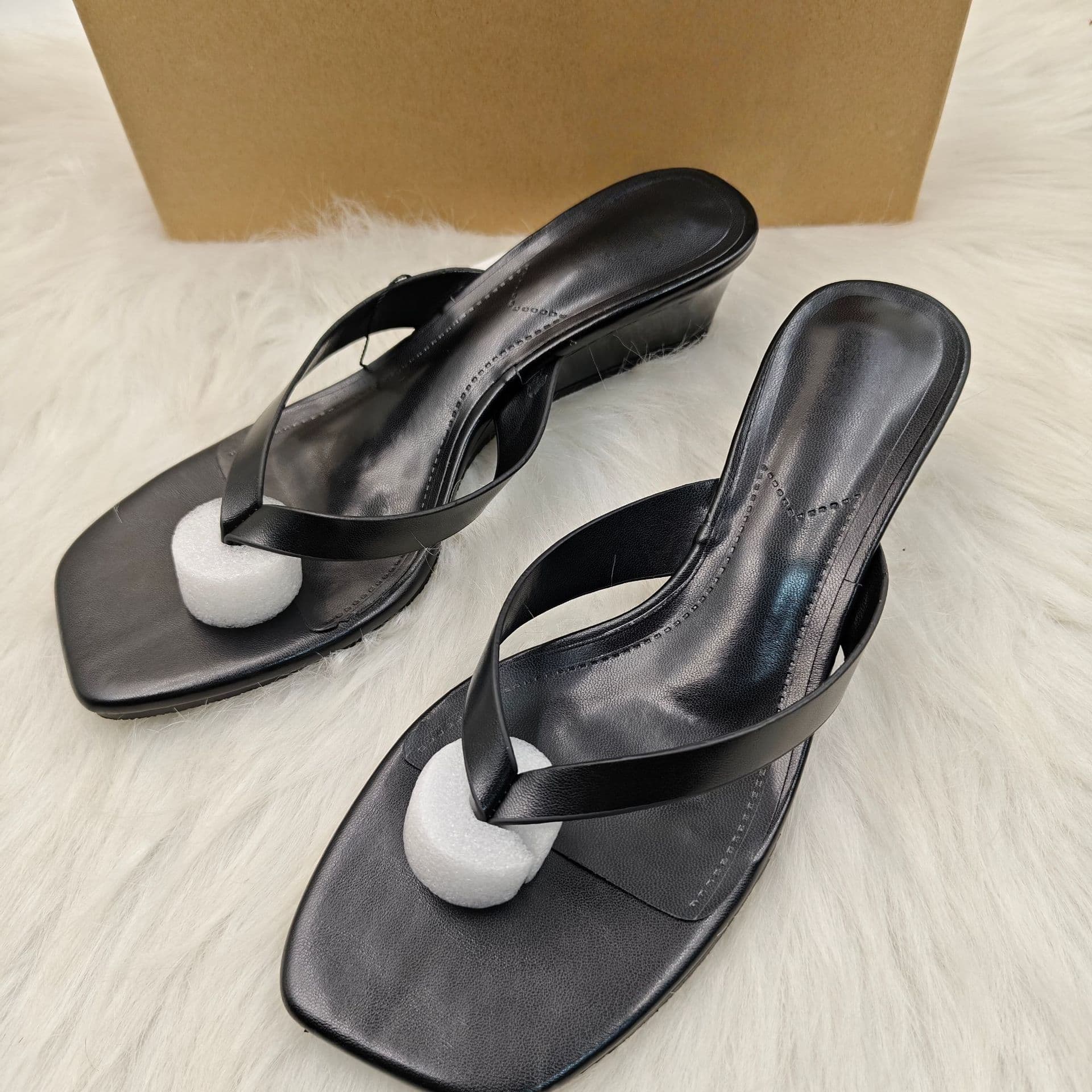2026 New Foreign Trade Summer Sandals Women's High Heels European and American Flip-Flop Slippers Muller Flip-Flops Women's Shoes