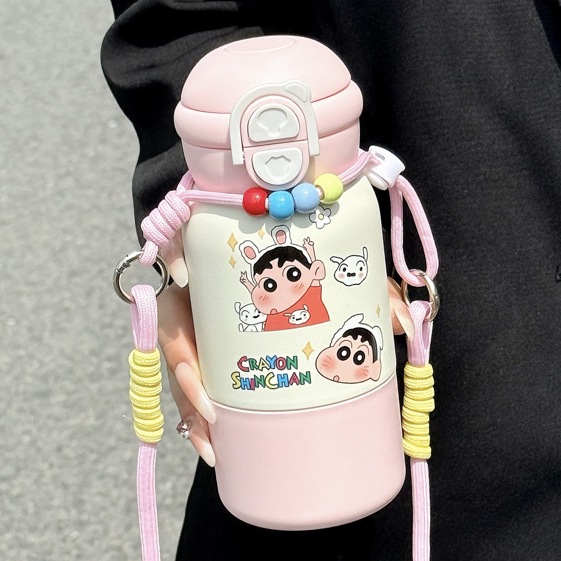 Crayon Shin-chan Kids Insulated Water Bottle with Straw, 316 Stainless Steel, for School, Boys and Girls