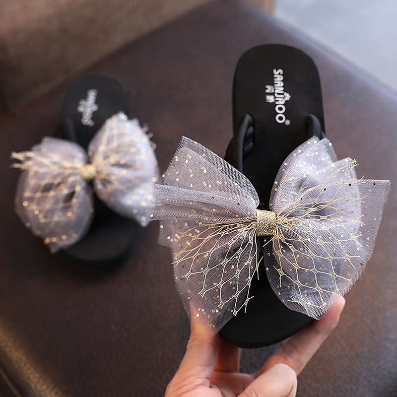 2025 New Fashionable Parent-Child Sandals Summer Outdoor Slippers for Girls Bow Baby Flip Flops