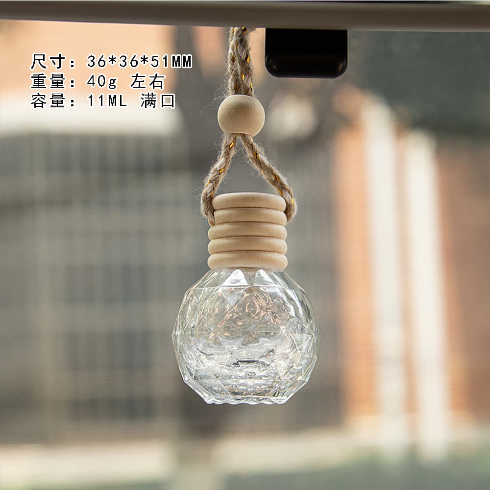 Five-line Lid Perfume Ball Drill Empty Bottle 10ml Essential Oil Car Hanging Ornament Aroma Wood Indoor Aromatherapy Bottle
