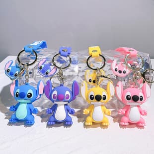 Cartoon Anime Stitch Silicone Keychain Charm Car Keychain Pendant Claw Machine Small Gift Wholesale