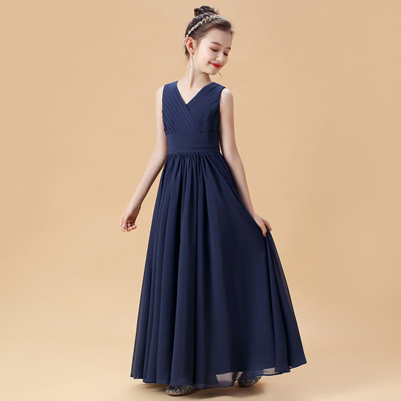 2026 New Girls Chiffon Princess Dress Medium to Large Long Wedding Flower Girl Dress Wholesale