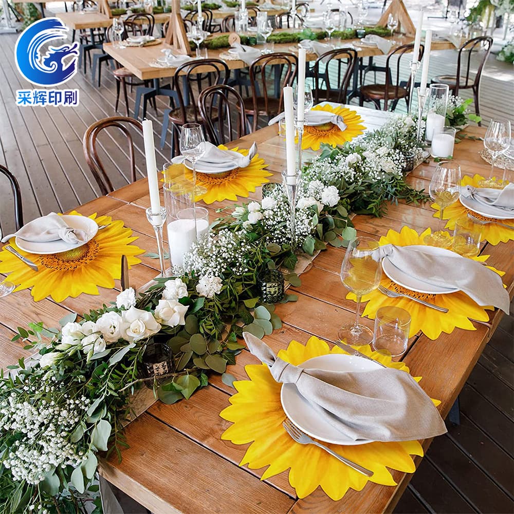 Disposable Placemats for Home Use, Cross-border Amazon Western-style with Sunflower and Rose Designs, Table Paper Mats