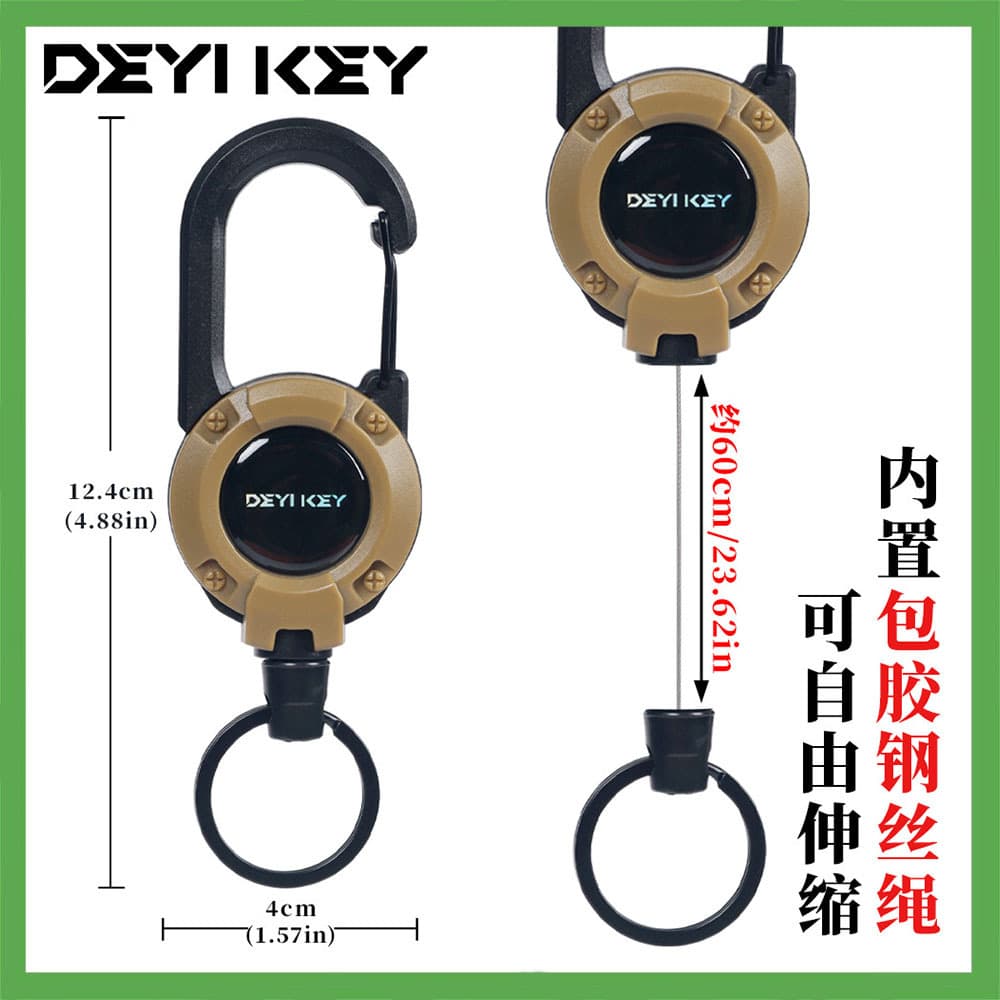 Backpack Keychain Belt Clip Retractable Lanyard Spring Buckle Black Outdoor Clip Auto Retractable Pull