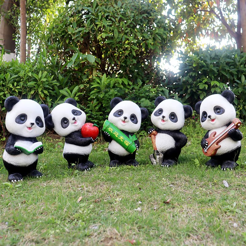 Cartoon panda statue, outdoor garden park, courtyard landscape decoration, garden ornament, handicraft manufacturer