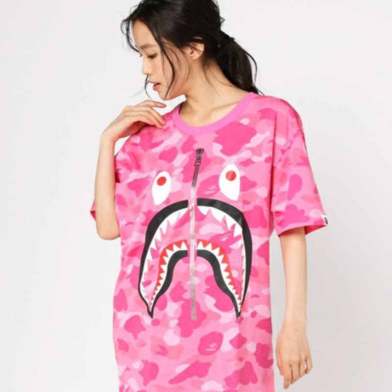 Overseas Wholesale Japanese Street Style Camouflage Shark Tiger Ape Color-Block Glow-in-the-Dark Short Sleeve Couple Loose T-Shirt