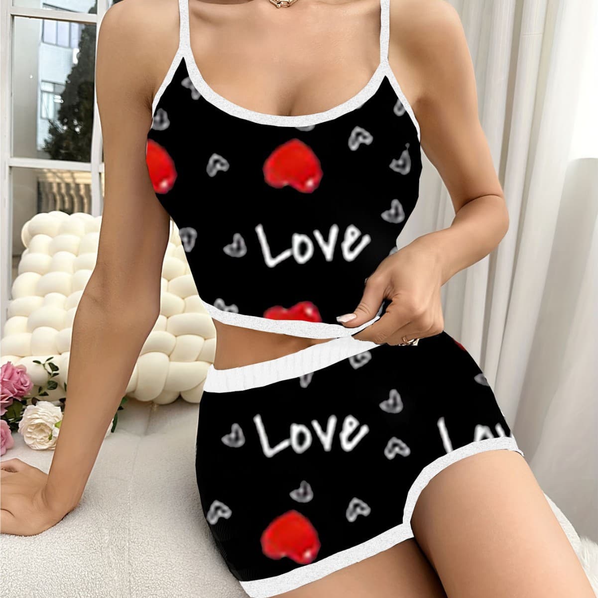 European and American Export Sexy Lingerie Amazon Sexy Lingerie Two-Piece Set Pure Desire Camisole Sexy Set