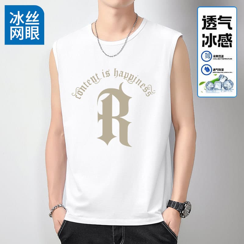 New American Street Style Summer Broad Shoulder Vest Men's Sports Loose Mesh Breathable T-shirt Quick Dry Sleeveless Tank Top Export