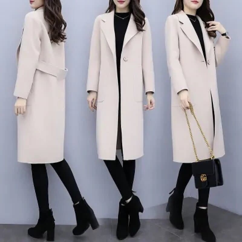 Medium-Length Woolen Jacket For Women 2023 Autumn Winter New Style Korean Fashion Casual Slimming Smooths Your Silhouette Elegan