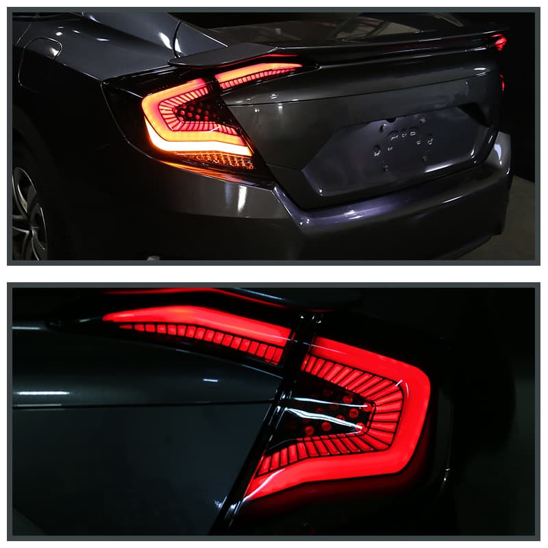 Tail Light Black Honeycomb Style Accessories Wholesale for 2016-2020 Honda Civic Sedan 4-Door