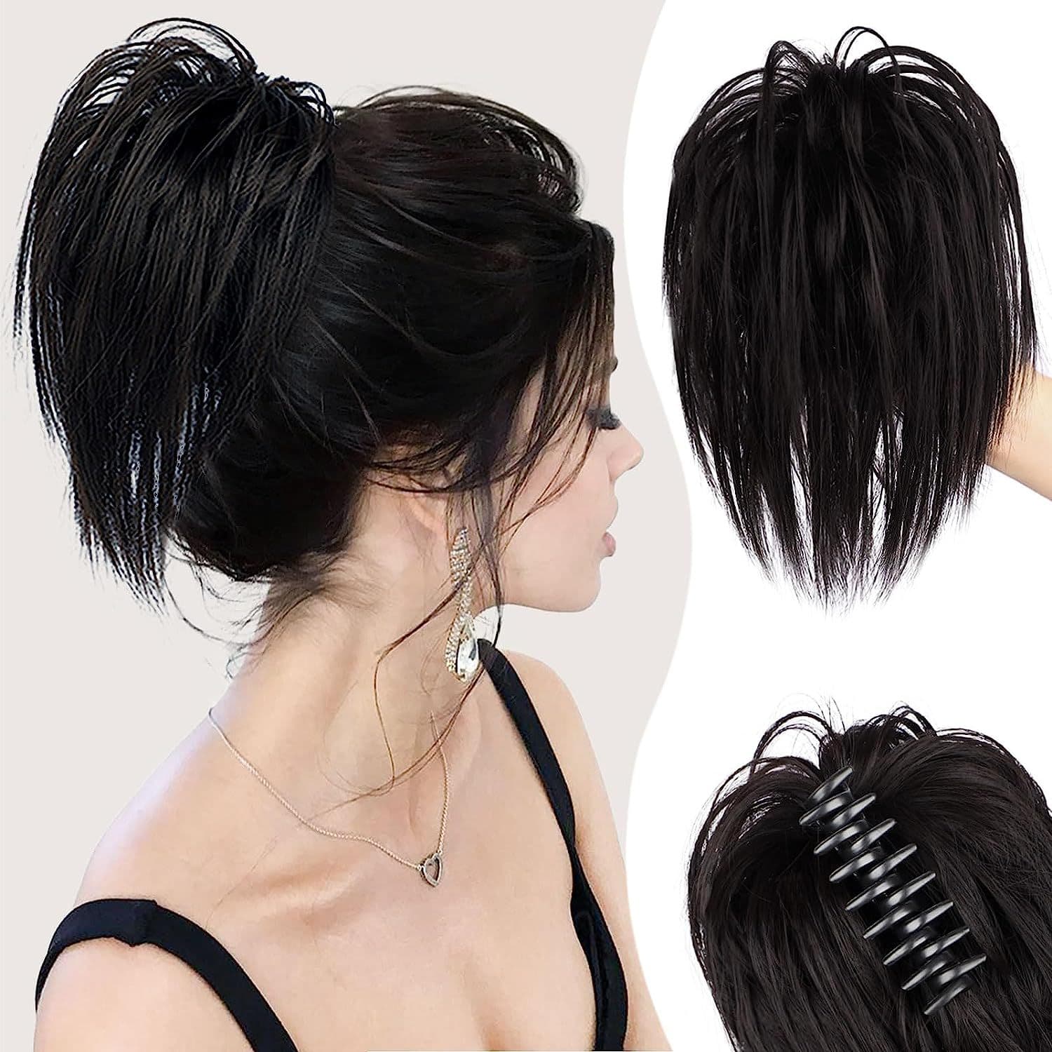 Xuchang Wig European and American Women's Hair Bun Clip Messy Bun Short Straight Ponytail Wig