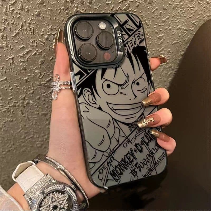 Trendy and cool One Piece Luffy Zoro suitable for Apple 15/16Pro mobile phone case iPhone13/14 matte x color silver