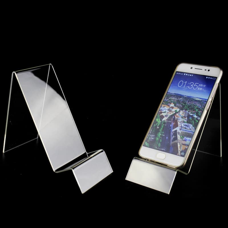 Power bank display rack, transparent display stand for portable chargers, USB flash drives, memory cards, cameras, remote controls, digital tablets, and mobile phones.