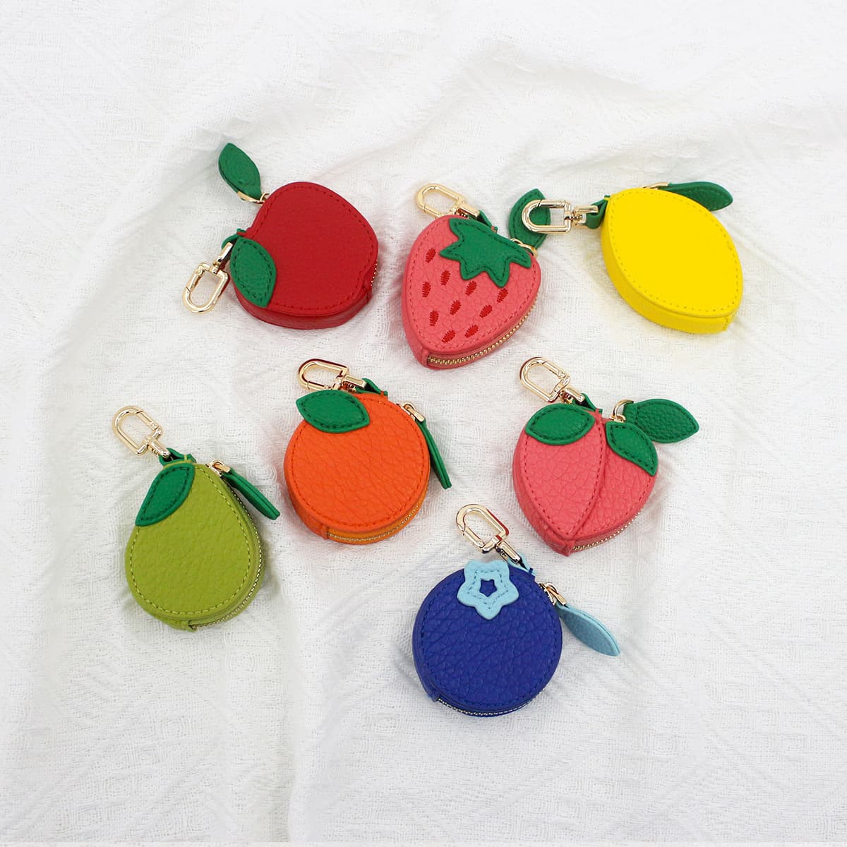 Custom fruit coin purse, simple and cute mini wallet, leather bag accessory, coin storage bag, wholesale gift