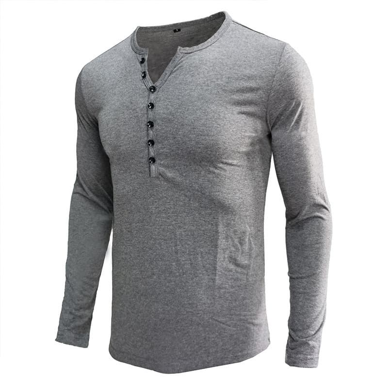 Amazon wish autumn and winter foreign trade clothing European and American men's T-shirts long-sleeved men's bottoming shirts clothes men's Henry shirts