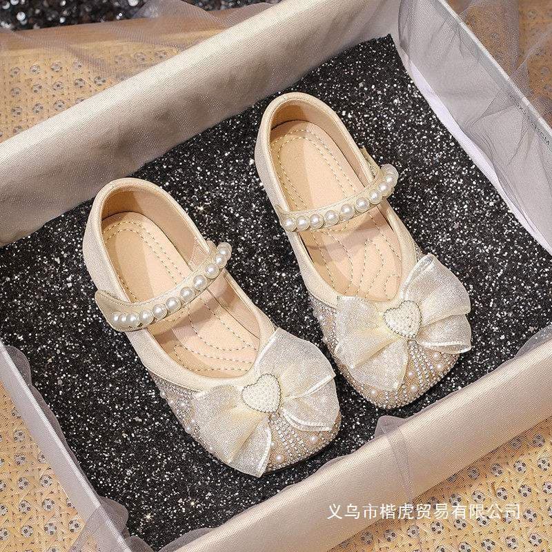 Girls' Princess Shoes 2025 Summer New Style Children's Small Leather Shoes Crystal Shoes Baby Girl Flats Spring & Fall Shoes Soft Sole