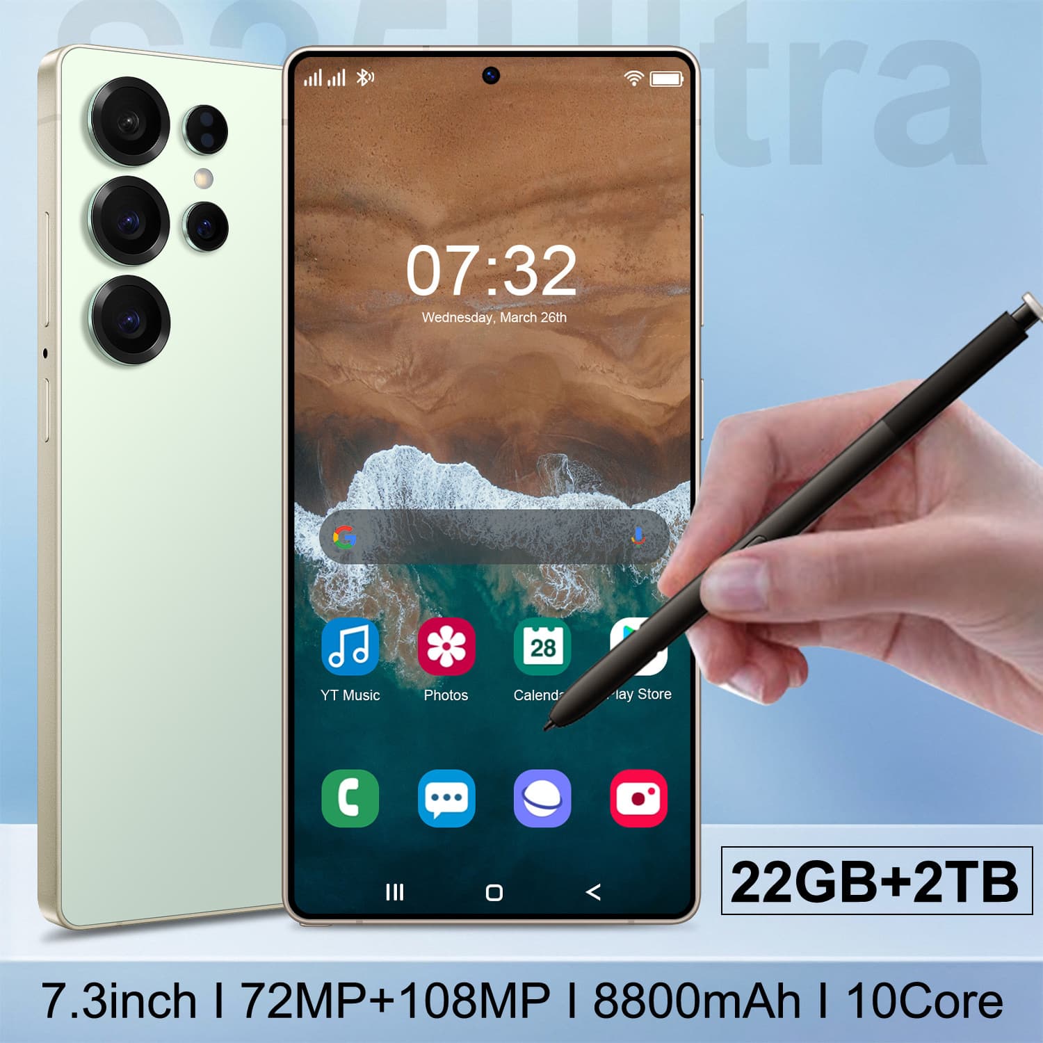 Cross-border Phone S25 Ultra Built-in Stylus 7.3 Large Screen Android 13 Foreign Trade Smartphone 4+64G True 4G