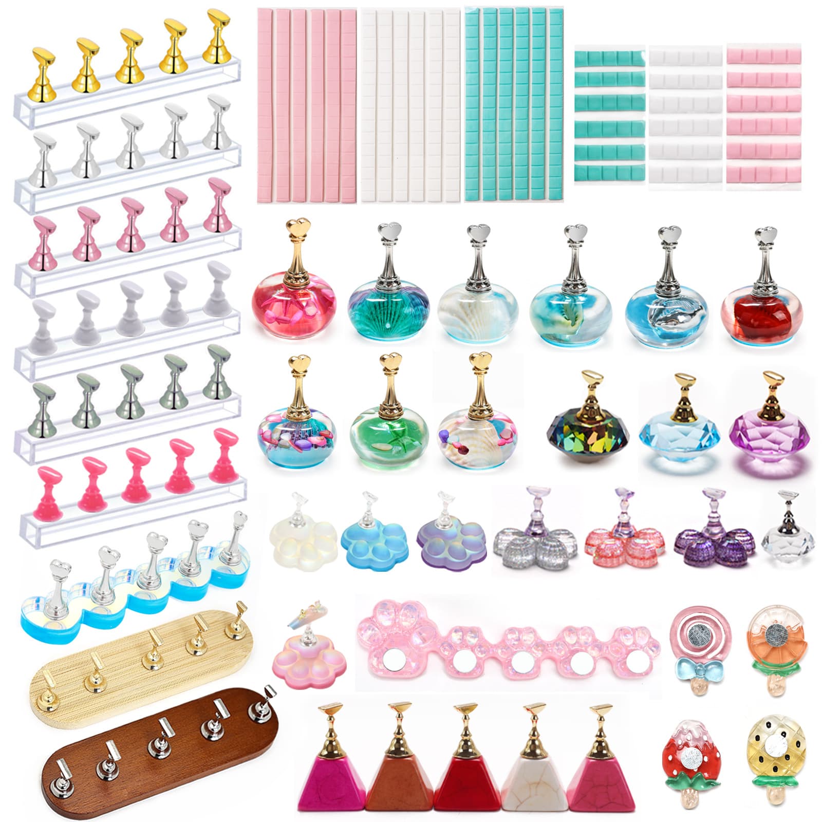 Japanese Nail Art Practice Nail Holder Diamond Base Clay Nail Mud Nail Art Work Display Practice Stand