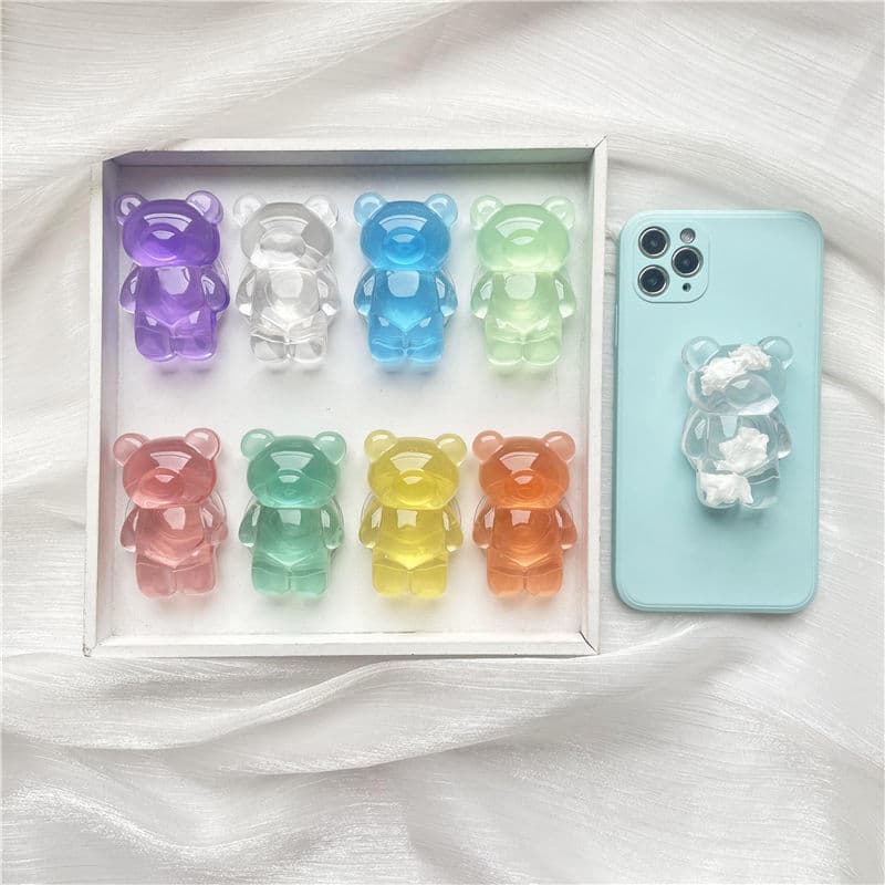 Korean Ins Transparent Bear Airbag Bracket Simple Cloud Telescopic Air Cushion Portable Shooting Drama Mobile Phone Stand