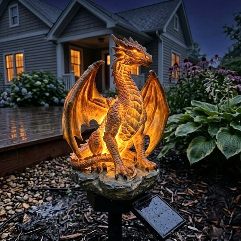 Cross-border New Dragon Garden Solar Panel Lamp Funny Outdoor Garden Ornaments Garden Lighting Decoration Manufacturer Wholesale