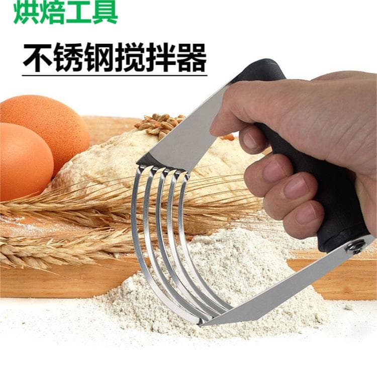 Cross-border Baking Tool Stainless Steel Bread Dough Blender Manual Round Mixing Dough Scraper Potato Masher Splash Guard