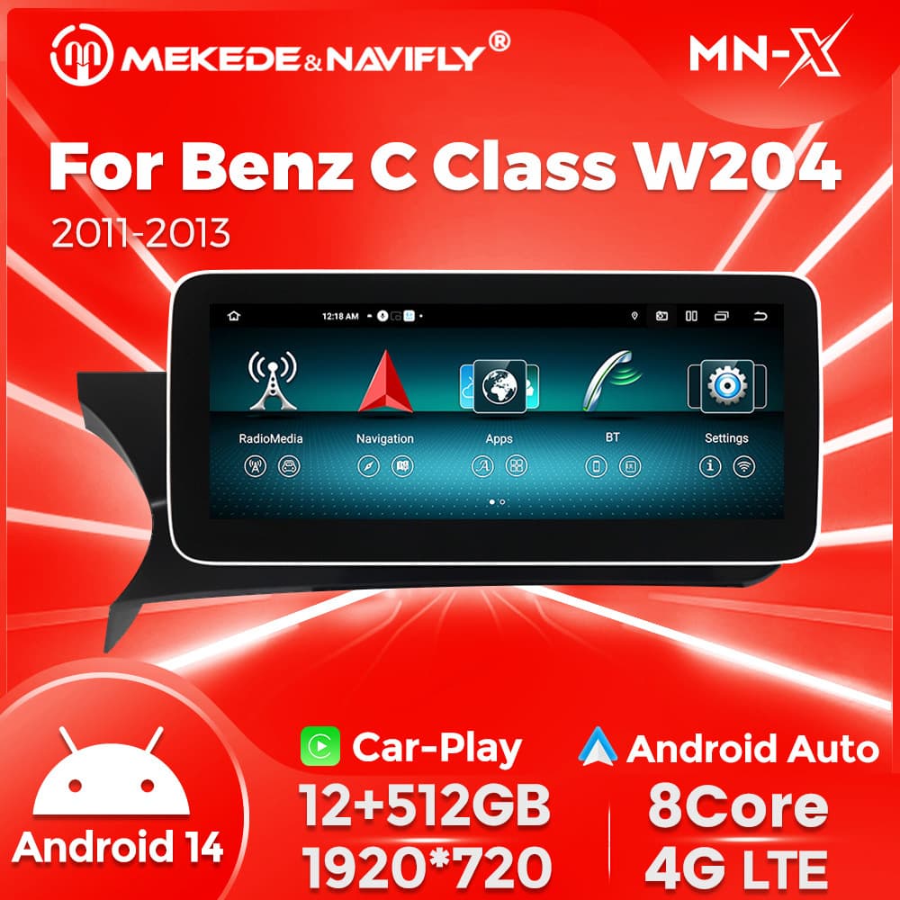 MNX Compatible with Mercedes-Benz C-Class W204 2011-2013 Android System Car Central Control Screen Navigation Display