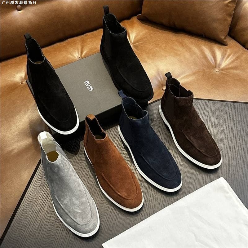 Cross-Border High-End Autumn/Winter New Casual Short Boots Genuine Leather Cowhide Fashion Men's Suede Shoes BS