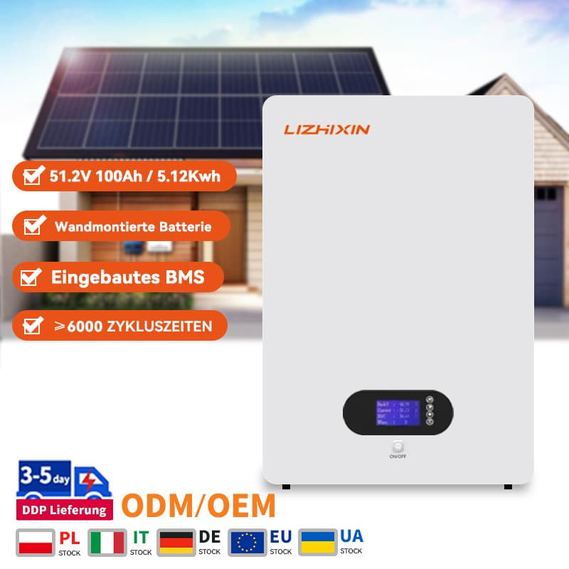 51.2V 100AH Wall-Mounted Lifepo4 Battery 5kwh 150ah 200ah