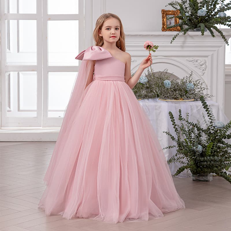 Cross-border Trade Exclusive Girls Long Evening Dress Flower Girl Wedding Birthday Party Princess Dress Festival Piano Performance