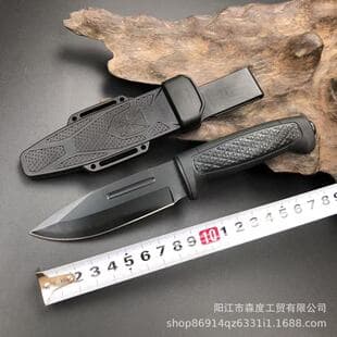 Outdoor Portable Survival Tactical Small Straight Knife with K-Sheath and Rubber Handle, Lightweight Hunting Knife, Camping Tool Gear, Cross-Border Hot Seller