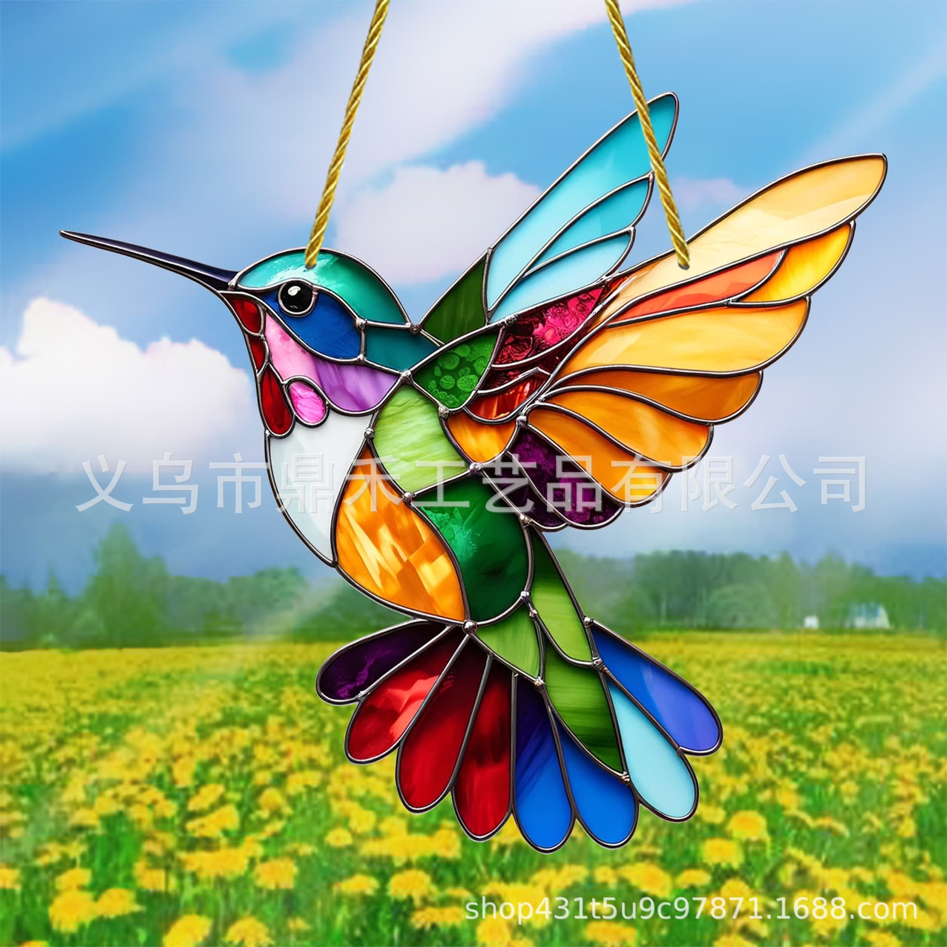 Cross-border New Colorful Hummingbird Style Series Acrylic Hanging Ornament Home Outdoor Garden Yard Hanging Decoration