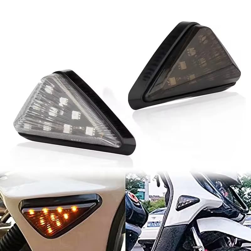 Motorcycle Sportbike Turn Signal, Large Displacement Triangle Sequential Indicator Embedded LED Signal Light Modification Accessory