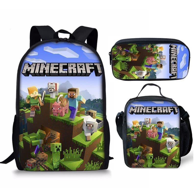 Amazon Minecraft Backpack for Elementary Students, Kids School Bag, Large Capacity Anime Cartoon Backpack