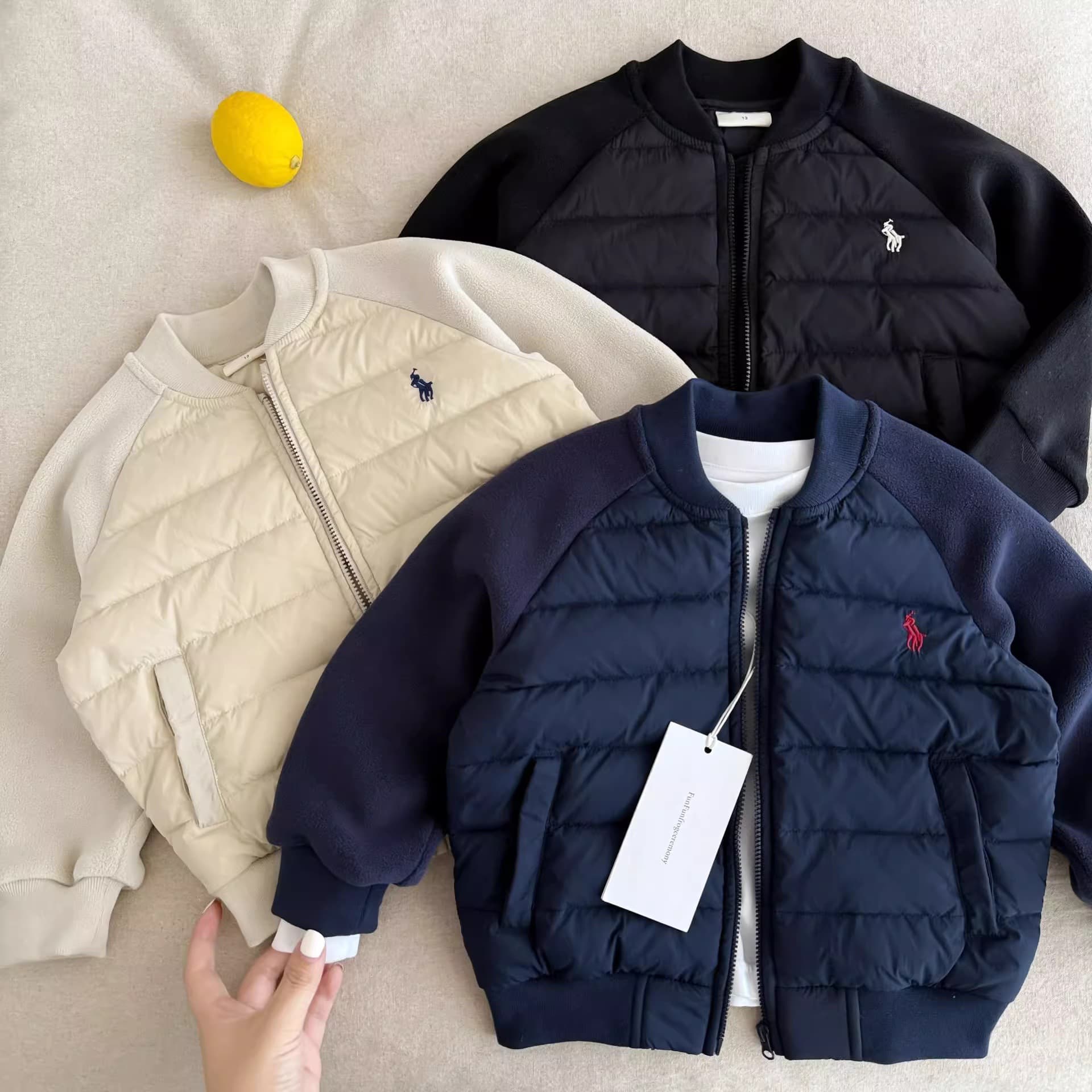 Kids Cotton Coat Boys Autumn Winter New Style Toddler Solid Color Cotton Jacket Baby Padded Outerwear Girls Warm Cross-border