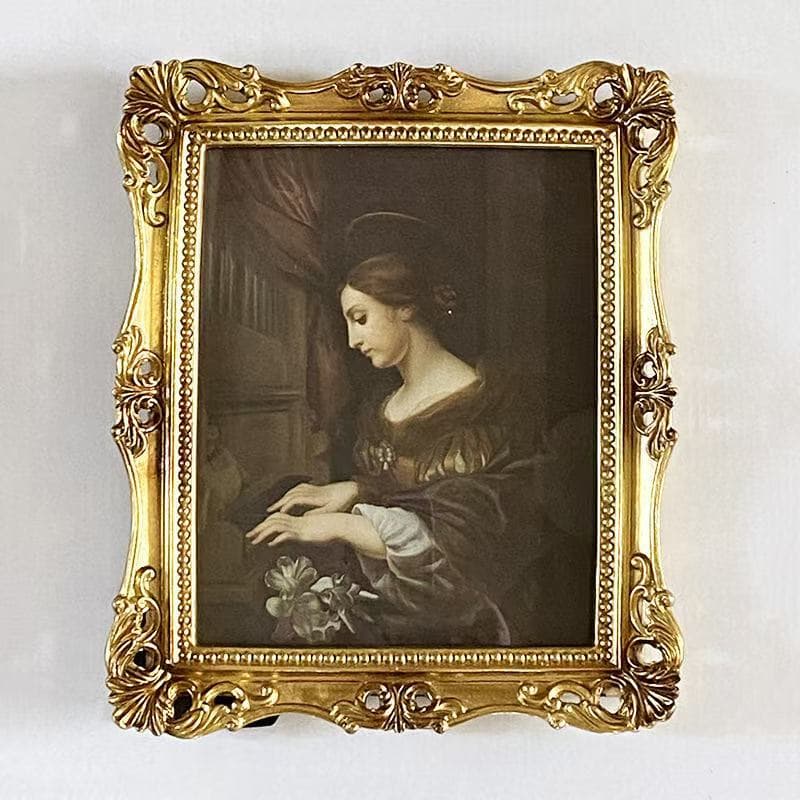 European Style Bedroom Desktop Carved Resin Photo Frame Vintage Oil Painting Frame Wall Photo Frame Set