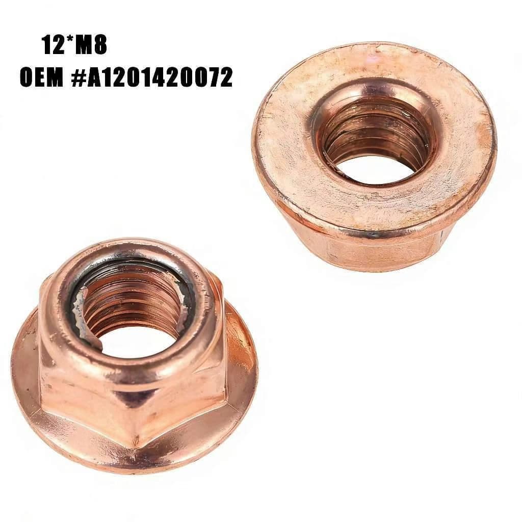 M8 Lock Nut A1201420072 Hex Copper-Plated Nut for BMW 3 Series E30 Exhaust Pipe
