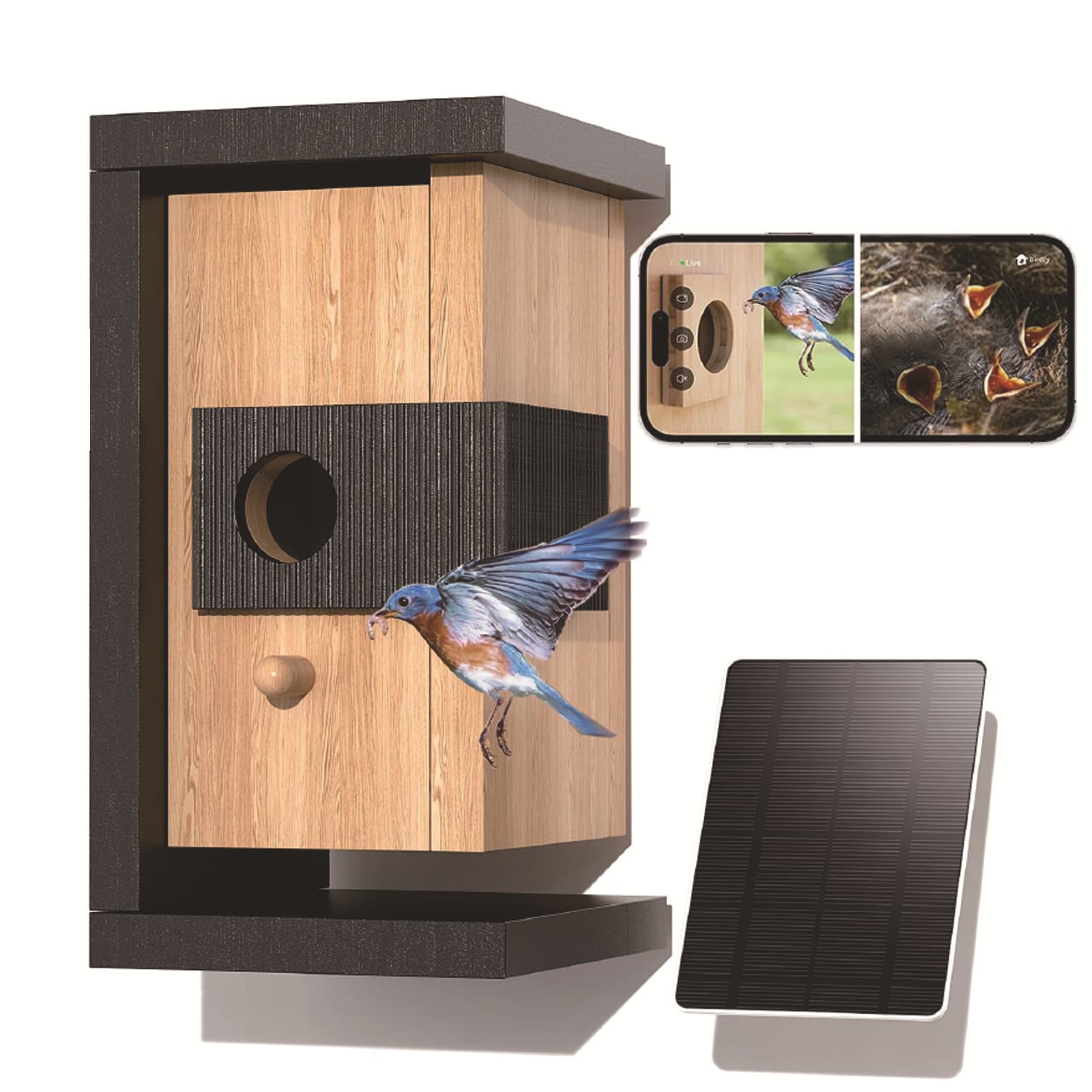 New Warm Bird Cage Parrot Nest Breeding Box Wooden Birdhouse Remote Viewing AI Smart for Birds