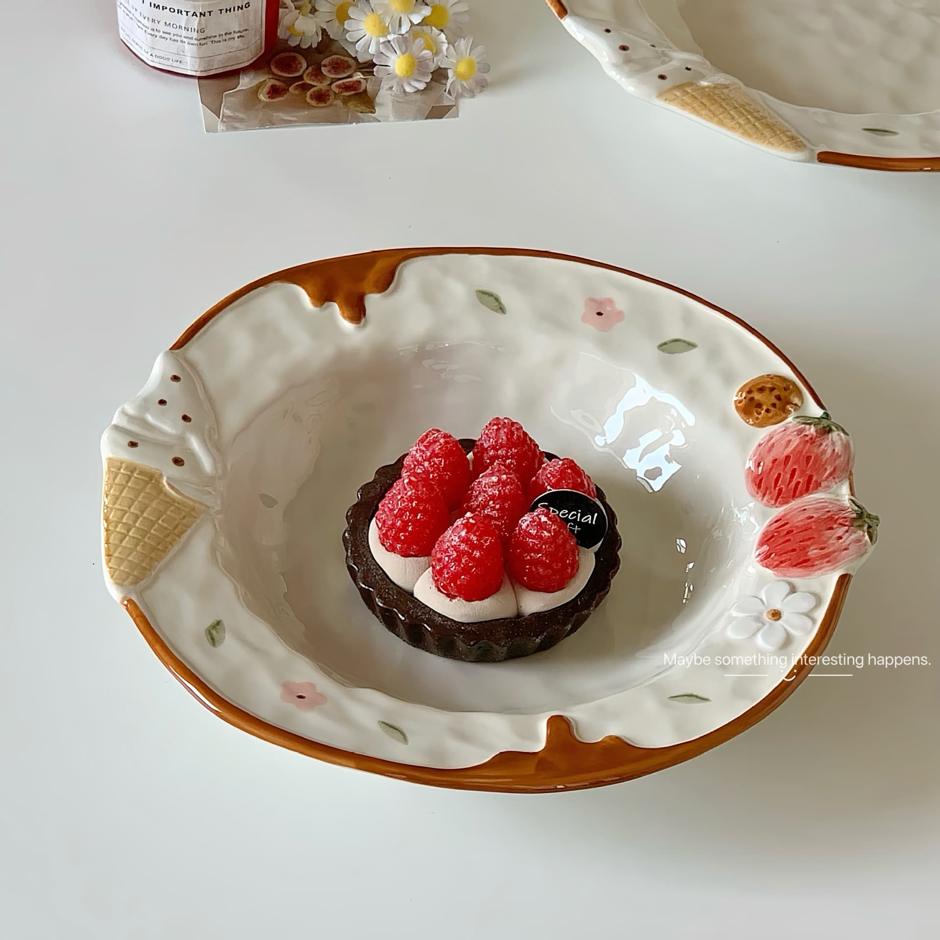 New Internet celebrity plate ins style high-end dessert plate household fruit plate ceramic breakfast plate salad plate soup plate