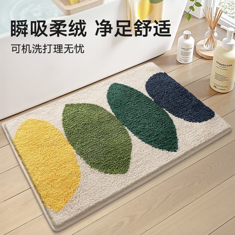 Dajiang Small Fresh Cross-border Home Bathroom Mat Strong Absorbent Non-slip Mat Bathroom Door Mat Quick-drying Flocking Mat