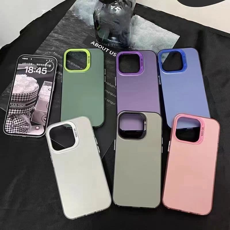Simple Frosted Large Hole Color Silver IMD Case for Apple 16 Pro Max, Ultra-Thin iPhone 15, Anti-Fall iPhone 14